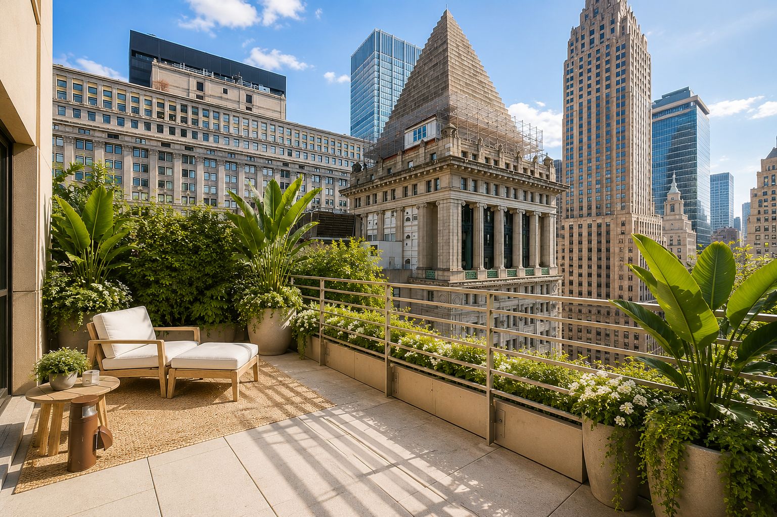 View from One Wall Street apartment 3301 overlooking lower Manhattan and the harbor